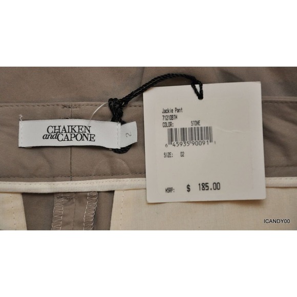 Chaiken and Capone JACKIE Pants Cropped Bootcut Trousers Chinos Stone 4 Nwt $185 - Picture 5 of 5